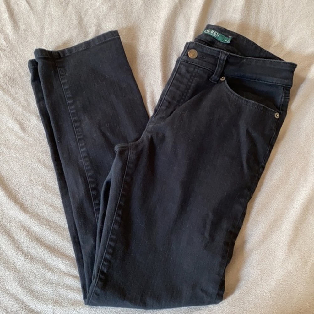 Lauren Ralph Lauren Premiere Straight Black Jeans - Picture 2 of 6